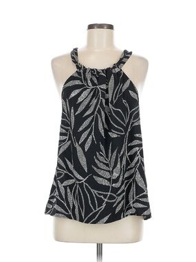 Tyche Black and White Leaf-Print Halter Camisole